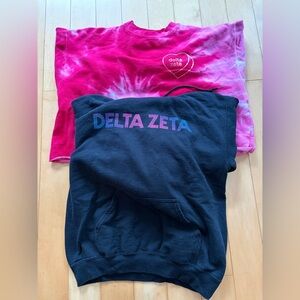 Delta Zeta Tie-Dye Cropped Crewneck and Black Hoodie Set
